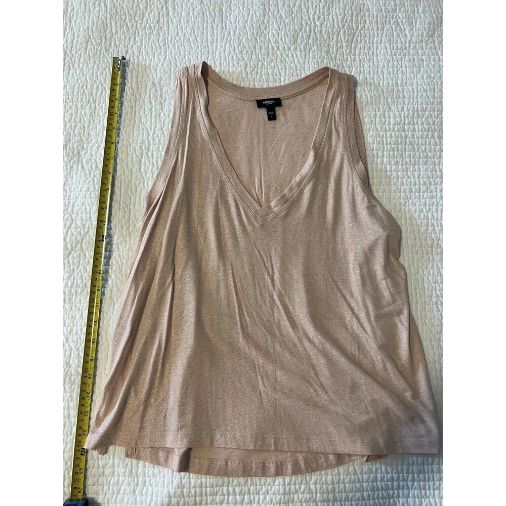 Express Sleeveless Metallic Rose Tank Top V Neck Medium